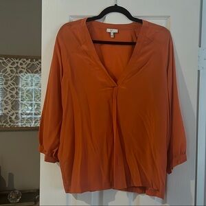Joie Orange V-Neck Blouse